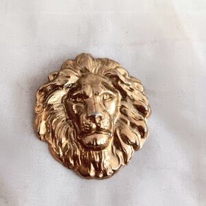 Gold Lion Head Brooch Pin